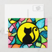 Glas in lood Waterverf Kat Briefkaart (Voorkant / Achterkant)