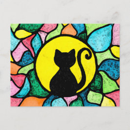 Glas in lood Waterverf Kat Briefkaart