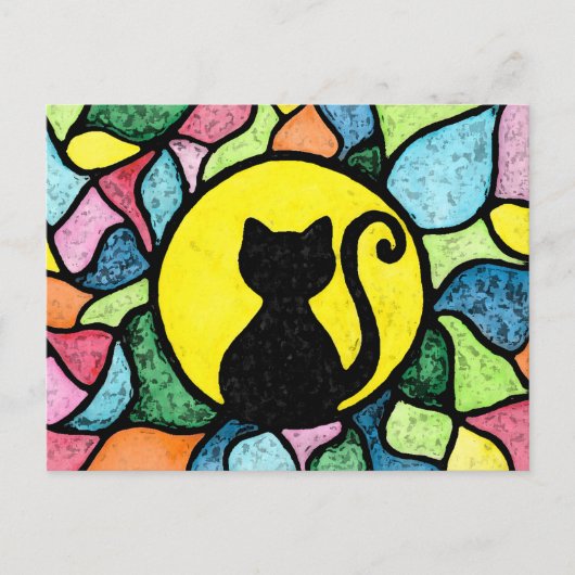 Glas in lood Waterverf Kat Briefkaart (Voorkant)