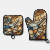 Glas in lood Waves Ovenwant & Pannenlap Set (Voorkant)