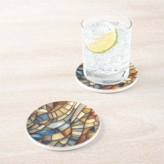 Glas in lood Waves Zandsteen Onderzetter (Zijkant)