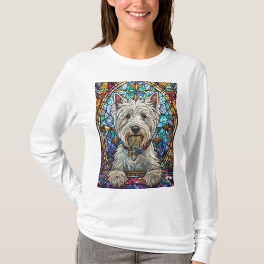 Glas in lood Westie T-shirt (Voorkant)