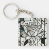 Glas in lood White Rose Sleutelhanger (voorkant)