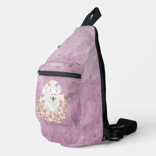 Glas in lood White Samoyed Dog Sling Bag (Rechterhoek)