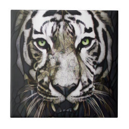 Glas in lood White Tiger Tegeltje