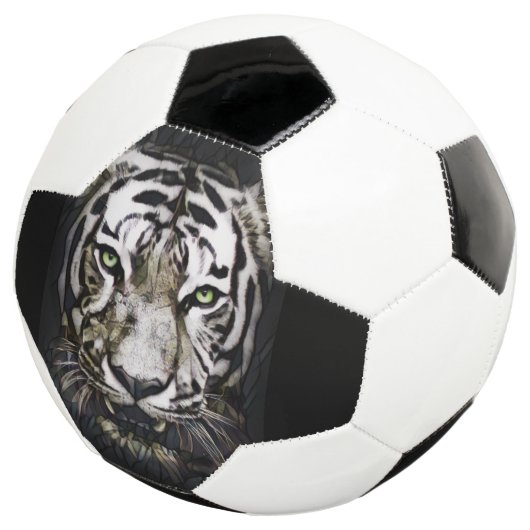 Glas in lood White Tiger Voetbal (Drie kwart)