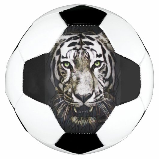 Glas in lood White Tiger Voetbal (Voorkant)