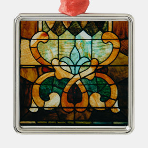 Glas in lood wijn metalen ornament