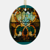 Glas in lood wijn, rond keramisch ornament (Rechts)