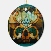 Glas in lood wijn, rond keramisch ornament (Links)