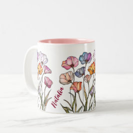 Glas-in-lood-wildbloem Tweekleurige Koffiemok