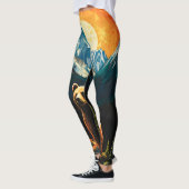 Glas-in-lood-Wildlife-Berg-Zonsondergang-Beer Leggings (Links)