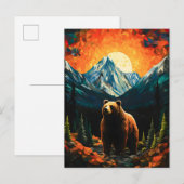 Glas in lood Wildlife Mountain Sunset Beer Aankondigingskaart (Voorkant / Achterkant)