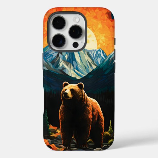 Glas in lood Wildlife Mountain Sunset Beer Case-Mate iPhone Case (Achterkant)