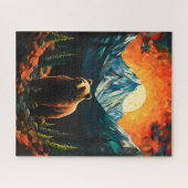 Glas in lood Wildlife Mountain Sunset Beer Legpuzzel (Horizontaal)