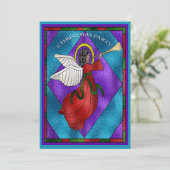 Glas in lood Window Angel-kerstfeest Kaart (Staand voorkant)