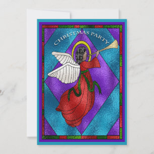 Glas in lood Window Angel-kerstfeest Kaart