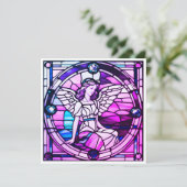 Glas in lood Window Christmas Angel Feestdagenkaart (Staand voorkant)