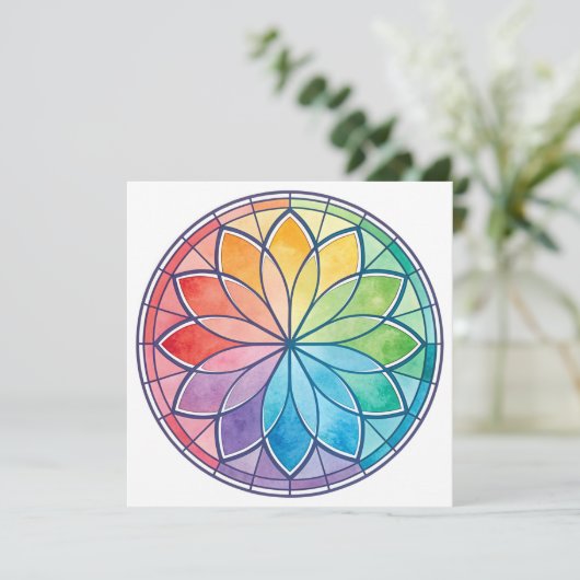 Glas in lood Window Design Wenskaart leeg Feestdagenkaart (Staand voorkant)