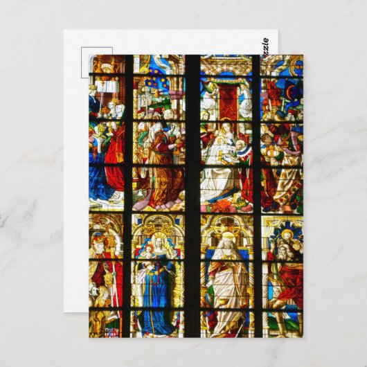 Glas in lood Window in Keulen, Duitsland Briefkaart (Voorkant / Achterkant)