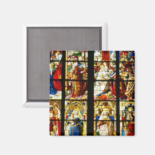 Glas in lood Window in Keulen, Duitsland Magneet (Voorkant / Achterkant)