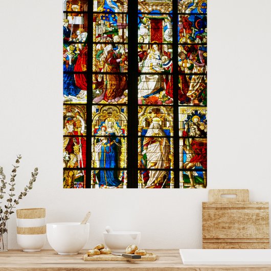 Glas in lood Window in Keulen, Duitsland Poster (Keuken)