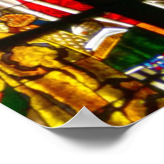 Glas in lood Window in Keulen, Duitsland Poster (Hoek)