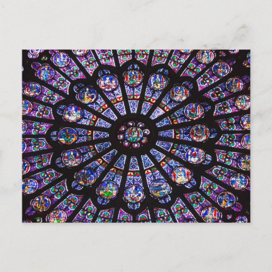 Glas in lood Window, Notre Dame, Parijs Briefkaart (Voorkant)