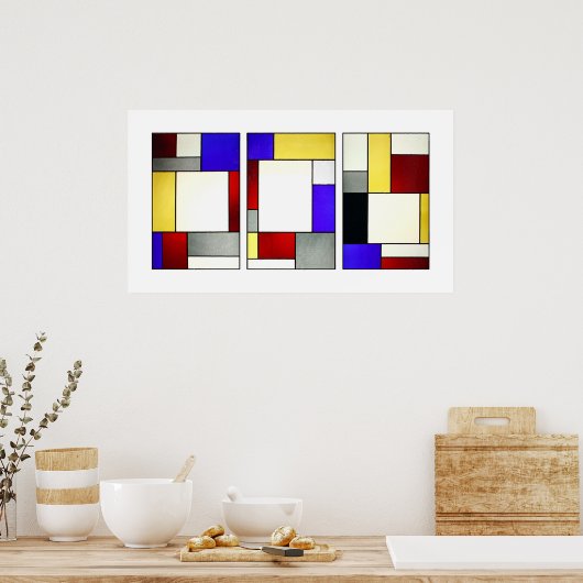 Glas in lood Window Tryptych Theo Van Doesburg Poster (Keuken)