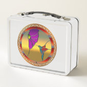 Glas in lood Window Turquoise Hummingbird (Achterkant)