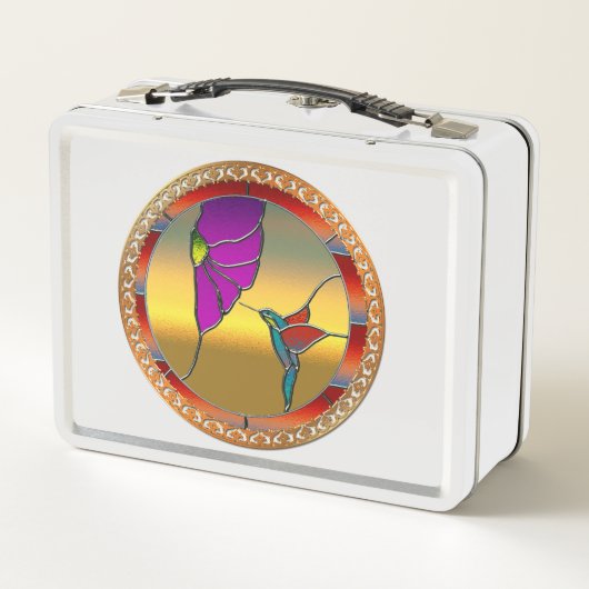 Glas in lood Window Turquoise Hummingbird (Achterkant)