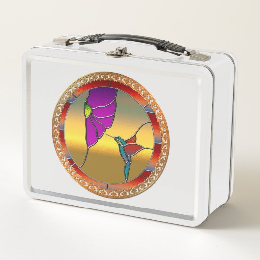 Glas in lood Window Turquoise Hummingbird (Voorkant)