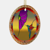 Glas in lood Window Turquoise Hummingbird Keramisch Ornament (Rechts)