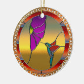 Glas in lood Window Turquoise Hummingbird Keramisch Ornament (Links)