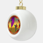 Glas in lood Window Turquoise Hummingbird Keramische Bal Ornament (Rechts)