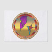 Glas in lood Window Turquoise Hummingbird Tissuepapier (Voorkant)