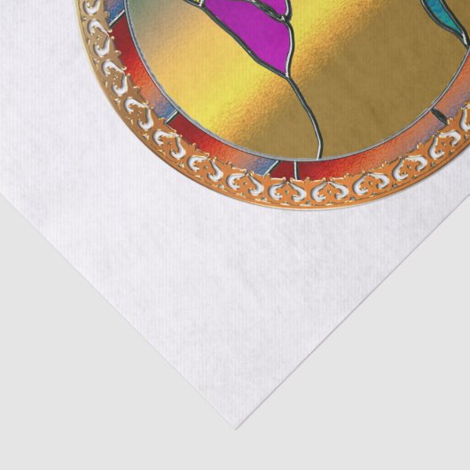 Glas in lood Window Turquoise Hummingbird Tissuepapier (Detail)