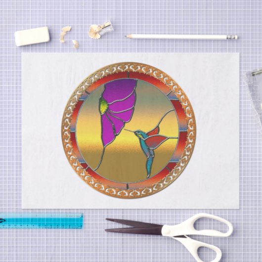 Glas in lood Window Turquoise Hummingbird Tissuepapier (Craft)