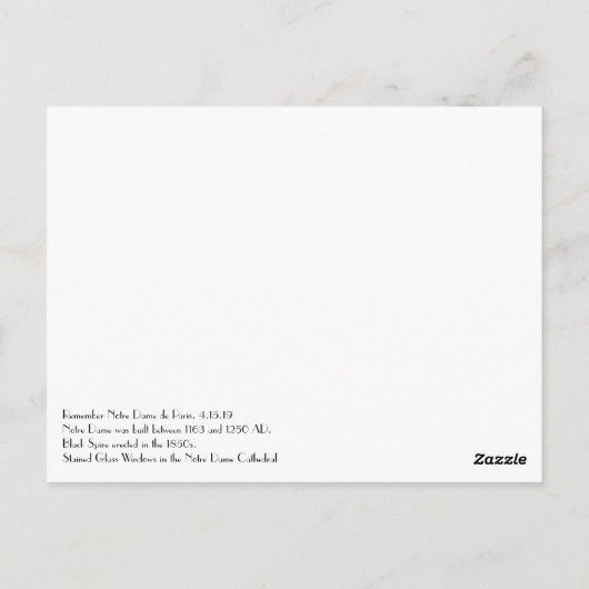 Glas in lood Windows Notre Dame Paris Cathedraal Briefkaart (Achterkant)