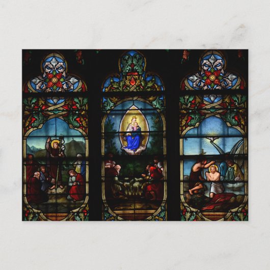 Glas in lood Windows Notre Dame Paris Cathedraal Briefkaart (Voorkant)