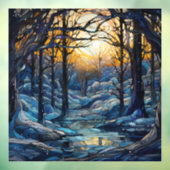 Glas in lood Winter Bossen Raamsticker (Vel 3)