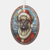 Glas in lood Winter Village Pug Dog Christmas Glas Ornament (Voorkant links)