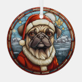 Glas in lood Winter Village Pug Dog Christmas Ornament (Achterkant)