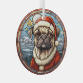 Glas in lood Winter Village Pug Dog Christmas Ornament (Voorkant Rechts)