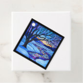 Glas in lood winterlandschap bedankjes labels (In situ)