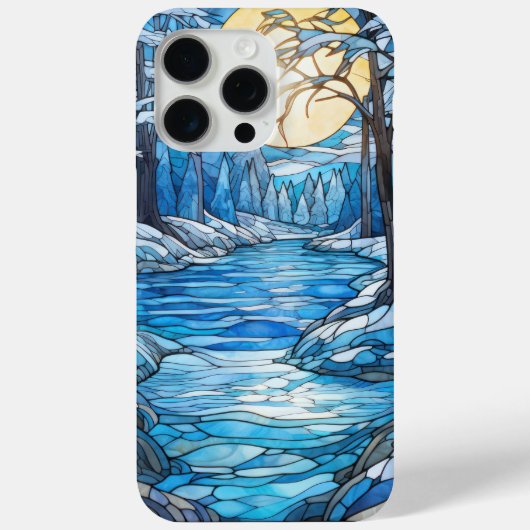 Glas in lood Winterlandschap – Maanverlichte bos Case-Mate iPhone Case (Achterkant)