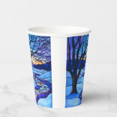 Glas in lood winterlandschap papieren bekers (Rechts)