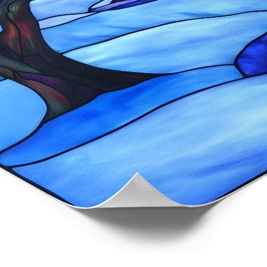 Glas in lood winterlandschap poster (Hoek)