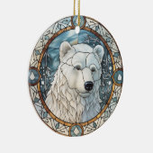 Glas in lood Wit Beer Kerst Ornament (Rechts)