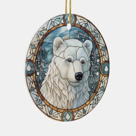 Glas in lood Wit Beer Kerst Ornament (Rechts)